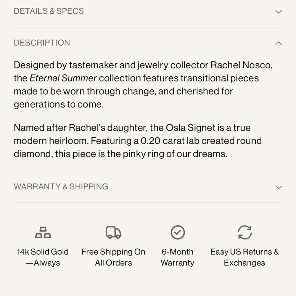 Kinn x Rachel Nosco Osla signet ring - Picture 4 of 9